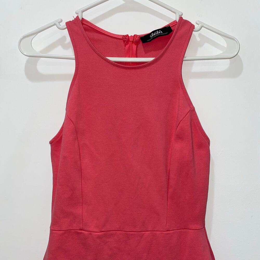 Lulu's Coral Pink Bodycon Dress, Women's XS, Asymmetrical Midi Tank - Picture 4 of 8